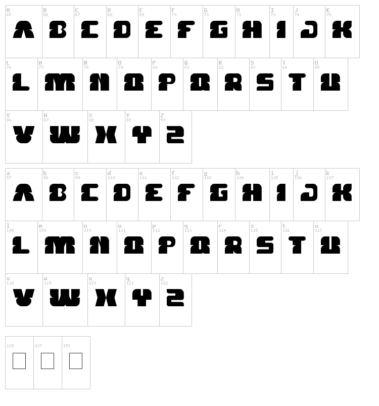 Forest Jump font map